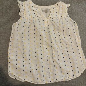Loft White Tank with yellow and blue threads, Size S